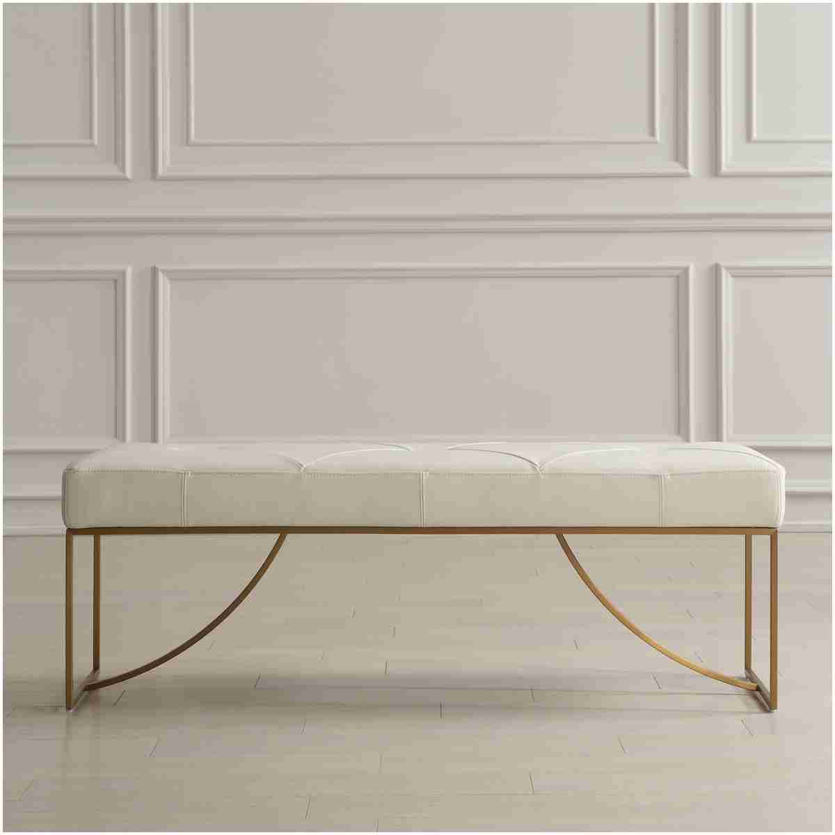 Uttermost Swale Ivory Leather Bench