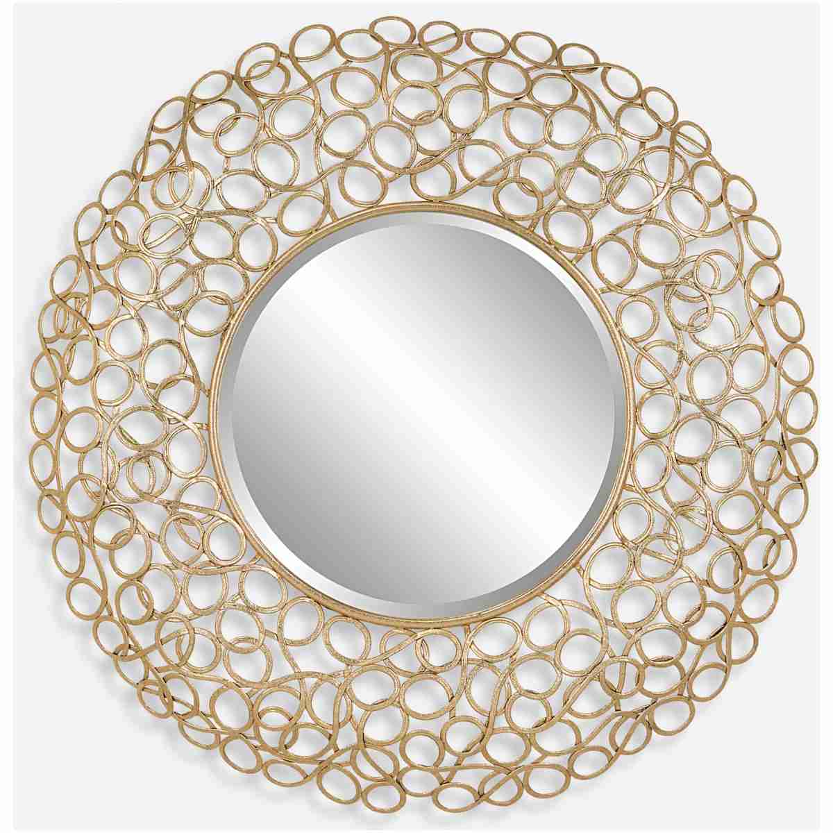 Swirl-Round Gold Mirror