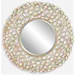 Swirl-Round Gold Mirror