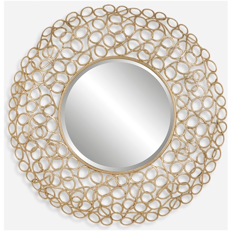 Swirl-Round Gold Mirror