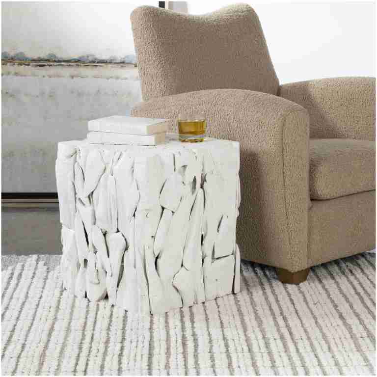 Uttermost Teak Root White Bunching Cube