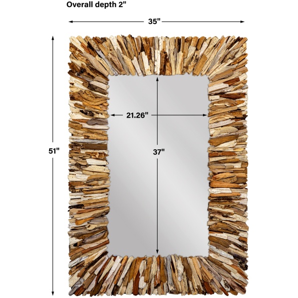 Teak Branch Rectangular Mirror