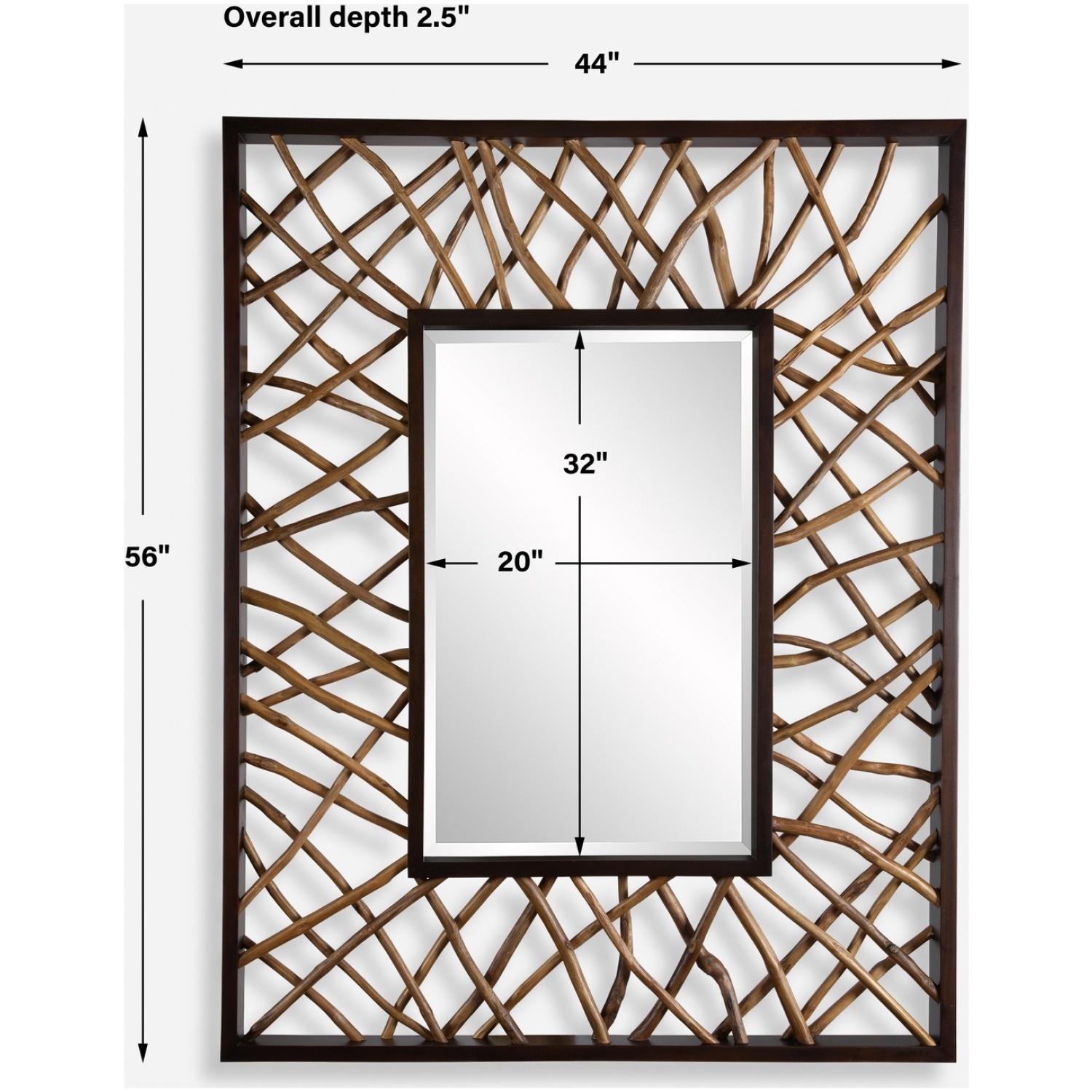 Teak Maze Rectangle Mirror