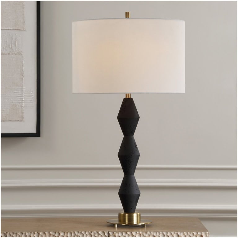 Uttermost Threefold Black Stone Table Lamp