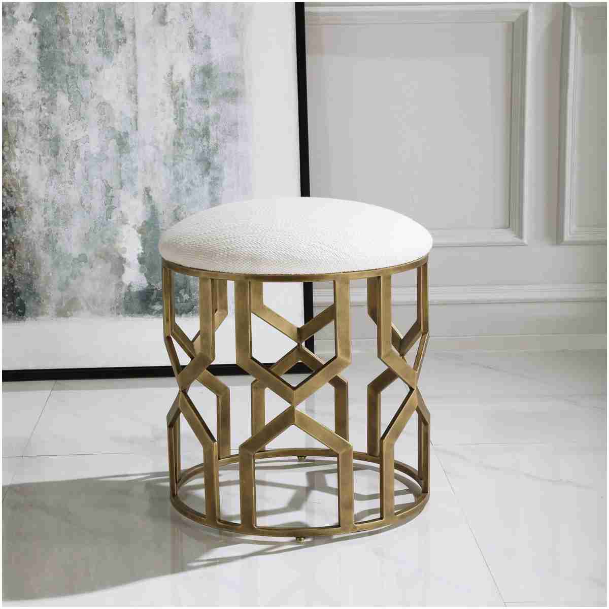 Uttermost Trellis Geometric Accent Stool