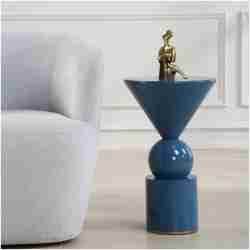 Uttermost Trig Blue Accent Table