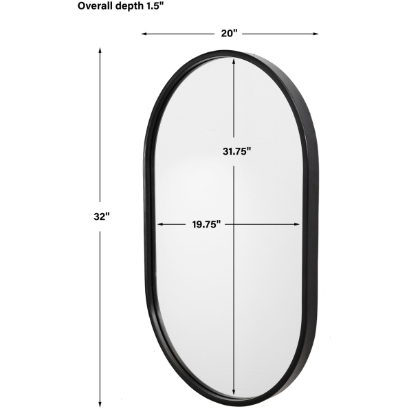 Varina Minimalist Black Oval Mirror