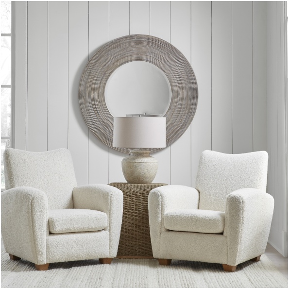 Uttermost Vortex White Washed Round Mirror