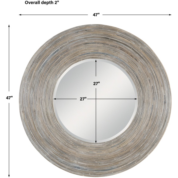 Vortex White Washed Round Mirror