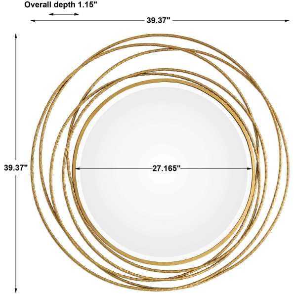 Whirlwind Gold Round Mirror