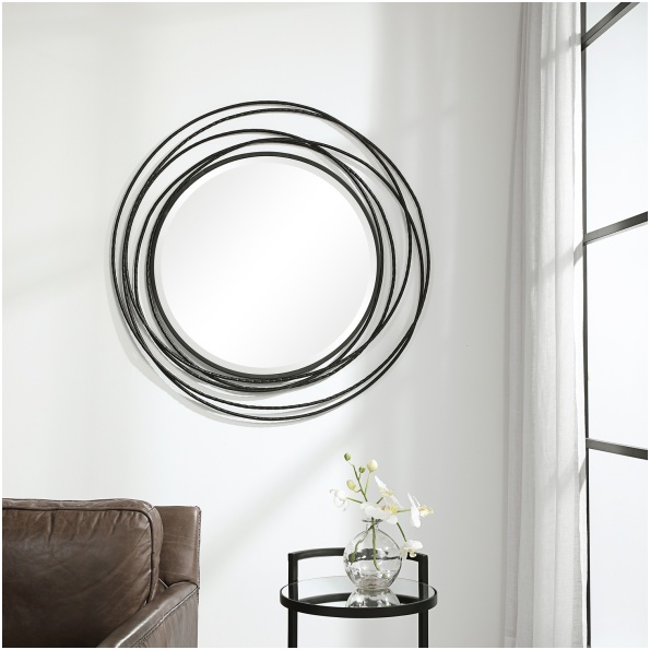 Uttermost Whirlwind Black Round Mirror