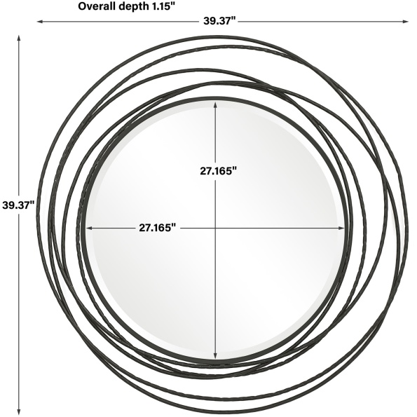 Whirlwind Black Round Mirror