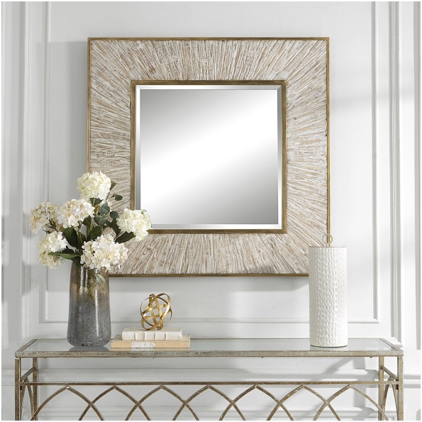 Uttermost Wharton Whitewashed Square Mirror