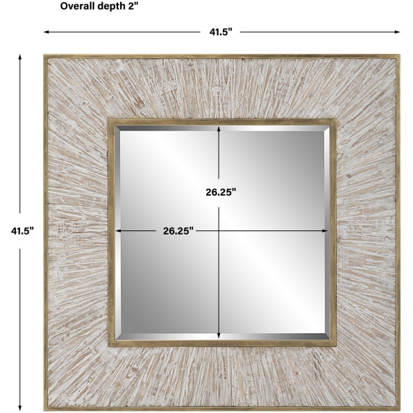 Wharton Whitewashed Square Mirror