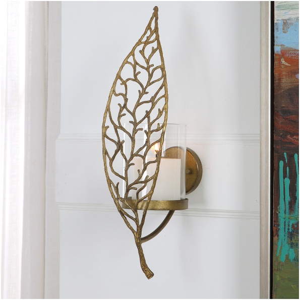 Uttermost Woodland Treasure Gold Candle Sconce